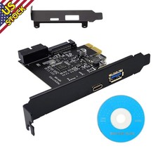 PCI-E 1X to USB3.2 Gen1 5Gbps 2-Ports Type C Type A Expansion Card W/ 19PIN Slot