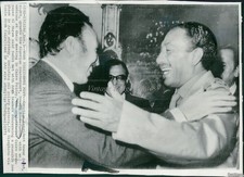 1973 Anwar Egyptian President Cairo Houari Boumedienne Wirephoto 7X9 Vintage