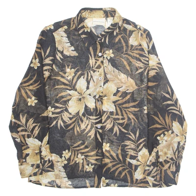 ALFRED DUNNER Sheer Femmes Imprimé Chemise Marron Col Floral Manches Longues L - Photo 1/4
