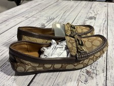 Zapatos Coach Mujer Talla 8.5 B Mocasines Excelente Estado Estampado Firma 0556
