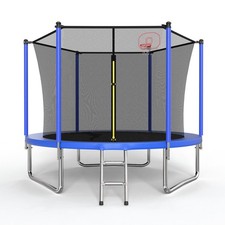 10ft Trampoline with Basketball Hoop, Ladder  Safety Enclosure, ASTM Approved