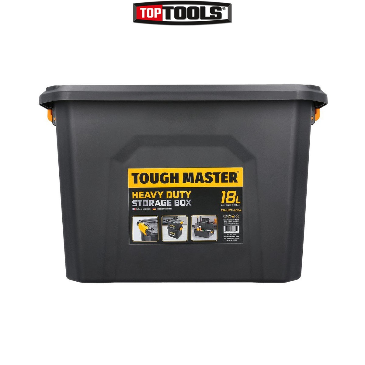 Storage Box 18 Litre Durable Plastic Reinforced Construction Secure & Waterproof