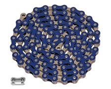 YBN Single Speed Bicycle Chain 1/8 BMX Freestyle Fixie Beach Cruiser Blue Chrome