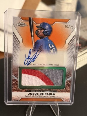 2025 Topps Pro Debut Josue De Paula Orange Relic Auto /25 Dodgers #1 Prospect