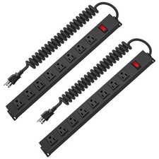 2 Pack 8Outlet Heavy Duty Surge Protector Power Strip 10 FT Cord 14AWG
