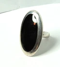 VTG LARGE WOMENS FAS 925 STERLING SILVER BLACK ONYX RING SZ 6.75. 38mm X 24mm