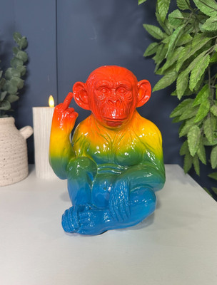 Bunter frecher Affe Ornament | Up Yours Naughty Monkey | Stolz Regenbogen