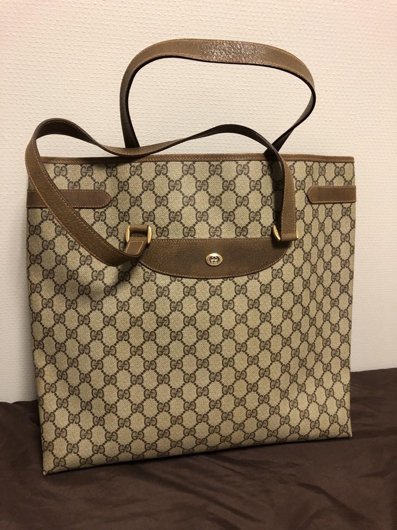 Vintage Gucci GG Canvas Tote Bag From Japan Old Model-image