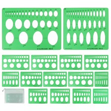 15 PCS Plastic Circle and Oval Measuring Series Templates