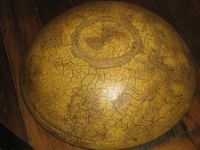 Dough Bowl - Out of Round - wide rim - mustard paint