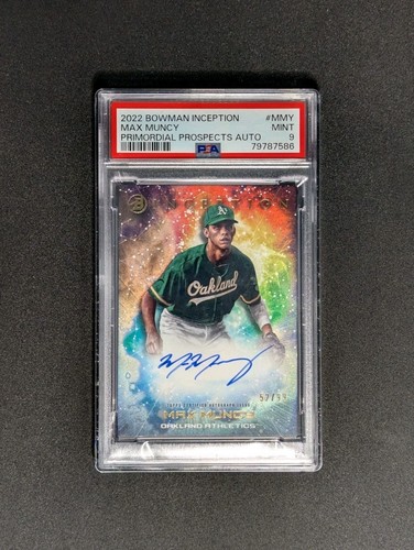 Max Muncy Oakland Athletics 2022 Bowman Inception Primordial Prospects Auto */99 PSA 9 