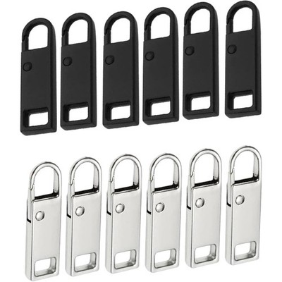 Zip Replacement Parts, Pack of 12 Metal Zipper Pull, Removable, for Purse, Dr...