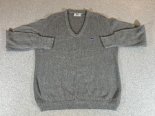 Vintage Lacoste Sweater Mens Medium Gray V Neck Orlon Acrylic Knit Izod 80s