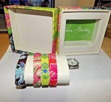 Vera Bradley Wrist Watch Set With 4 Interchangeable Bands Quartz Wristwatch MIB