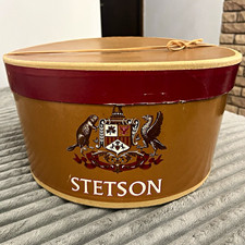 Stetson Vintage Paperboard Hat Box Brown w/ Maroon Band Crest Logo