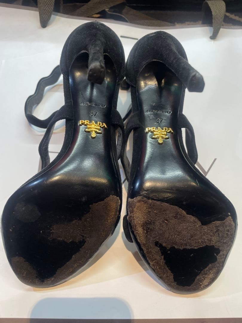 PRADA Women's Pumps High Heels Size:37/JP:23.5 Suede Black 135149K Authentic thumbnail 12