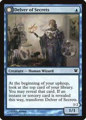 Delver of Secrets NM MTG Innistrad [ISD] Blue Flying Wizard Near Mint Regular