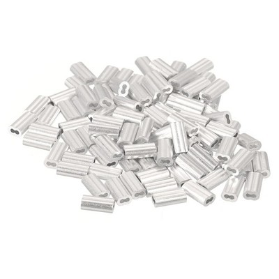uxcell 100Pcs Aluminum Crimping Loop Sleeve for 1/32'' Diameter 1/32'', Silver