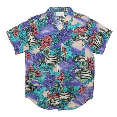 CASEY & MAX Damen Blau Vibranter Fisch Print Kurzarm Shirt M Beachwear