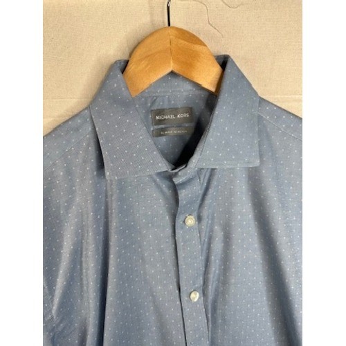 Michael Kors Mens Slim Fit Stretch Polka Dot Button Down Shirt size Large (16) thumbnail 3