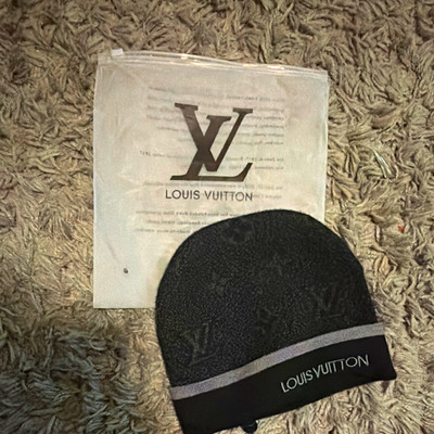 Louis Vuitton Black Monogram Beanie Hat Men's One Size Designer