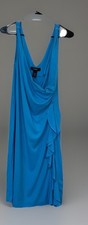 Express Blue Sleeveless Sheath Dress Ruffle Ruched V-Neck Jersey Size 9/10
