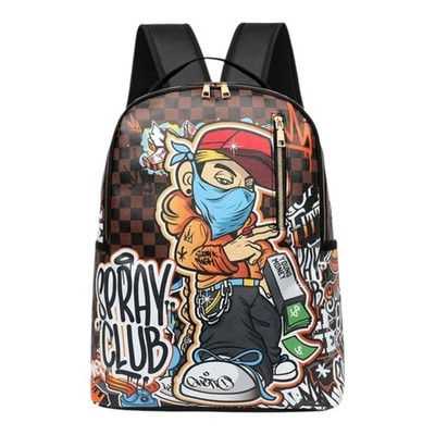 Sprayground Cartoon Graphic Checkered Kids Backpack with Adjustable Strap