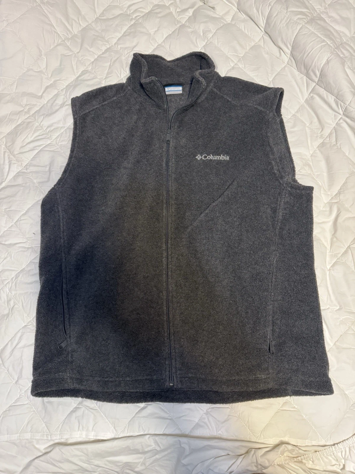 Columbia Vest Mens Large Gray Sleeveless Zip Front Pockets Casual Lightweight