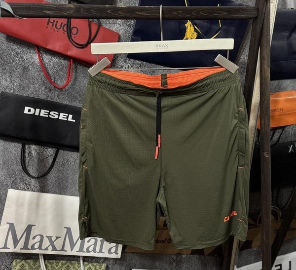 Men Camel Active Shorts Green Polyester 30