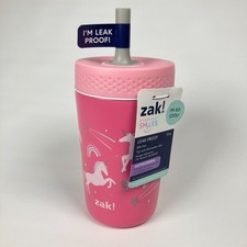 ZAK Kid's Pink Unicorn Water Tumbler w/Built In Leak Proof Straw 12oz