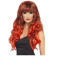 Ladies Red And Black Siren Fancy Dress Wig