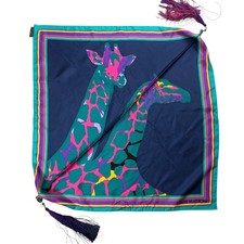 Louis Vuitton Seidentuch Schal Giraffe Blau Multicolor Luxus Designer