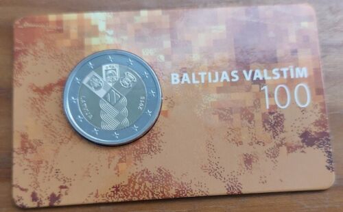 LETTLAND - COINCARD 2 EUROS Gedenkmünzen 2018 " Baltischen Staaten " - Afbeelding 1 van 2