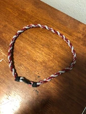 PHITEN TORNADO AQUA TITANIUM NECKLACE Red Grey Crimson Baseball Free Shipping