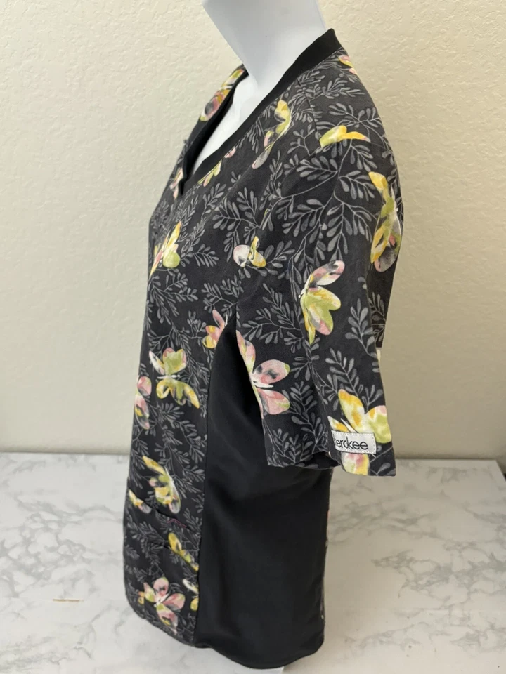 Cherokee Womens S Flexibles Scrub Top Nurse Work Uniform Butterfly Pattern P - Image 3 of 4