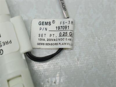 GEMS Sensors 197091 Flow Sensor Switch 10VA 200VAC/VDC 0.4A MAX