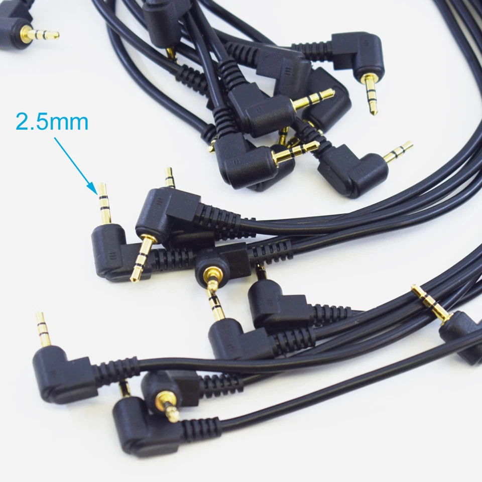 2pcs Right Angle 30cm 2.5mm Stereo Male to 2.5mm Male Aux Audio Adapter Cable US - Image 4 of 4