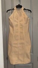 Topshop Beige Bodycon Bandage Mock Neck Sleeveless Dress M