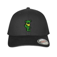 Grateful Dead Dancing Bear Embroidered Flex Fit Fitted Ball Black Cap