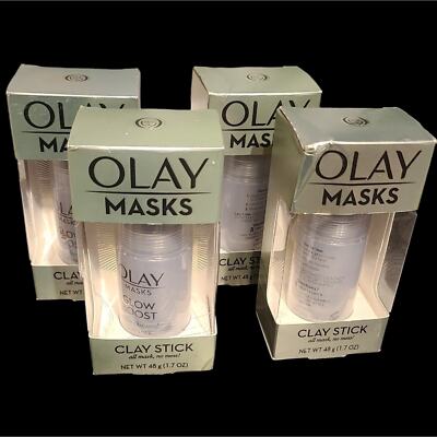 Olay Masks Clay Stick Lot of 4 NIB Facial Glow Booster Exfoliate 