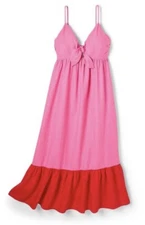 Tabitha Brown x Target Sleeveless Tie Front Midi Maxi Dress Pink/Red Size XXS