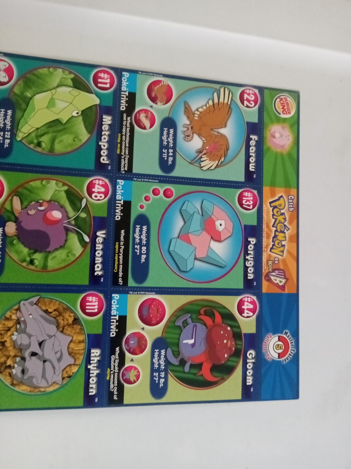 Pokemon burger King pokemon cards 1999 - Picture 2 of 8
