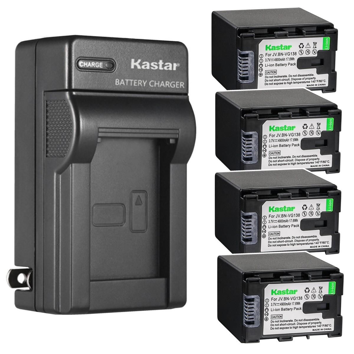 Kastar Battery Wall Charger for JVC BN-VG138 JVC Everio GZ-VX810