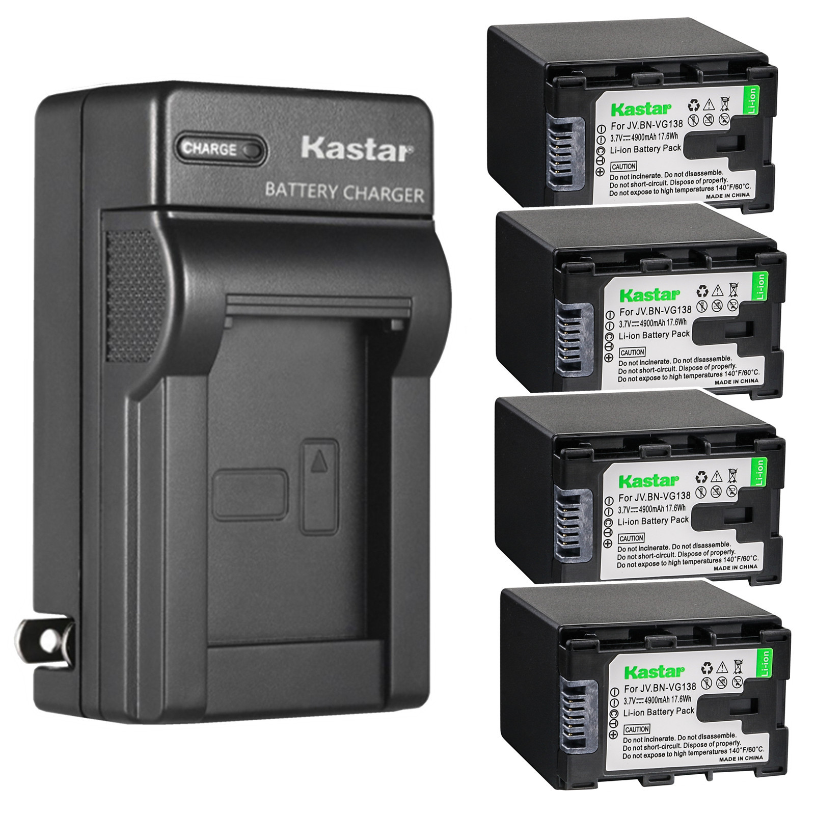 Kastar Battery Wall Charger for JVC BN-VG138 & JVC Everio GZ-E180 Everio GZ-E200