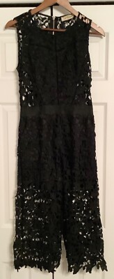 LA DIOSA Jumpsuit Juniors LG Black Open Lace Floral Party Holiday Wear 1-Pc  EUC