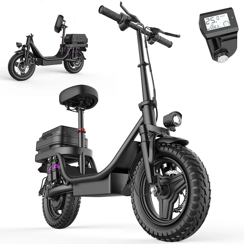 500W Peak Motor 48V 15AH Electric Scooter with Seat Box 20MPH 30Miles Long Range