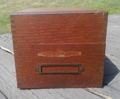 Antique Remington Rand Oak Wooden Index Card File Box 1930s Lot 5