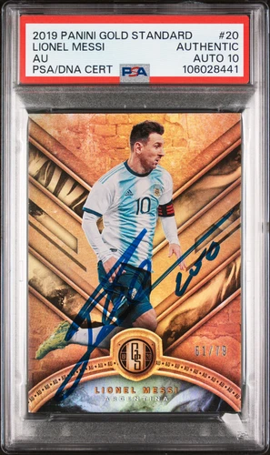 2019 Panini Gold Standard #20 Lionel Messi /79 PSA Authentic Auto 10