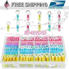 50-300Pcs Heat Shrink Wire Connectors Crimp Ring Terminal 22-10AWG Waterproof US