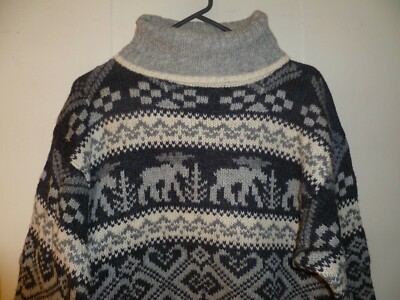 Women's Vintage Eddie Bauer Gray & White Wool Moose